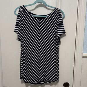 Cable & Gauge Navy and White Striped Short Sleeve Tee